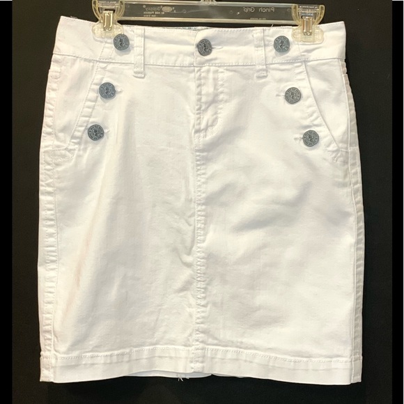 Dresses & Skirts - White Nautical Mini Skirt Sailor-Style Button Front Panel & Large Silver Buttons